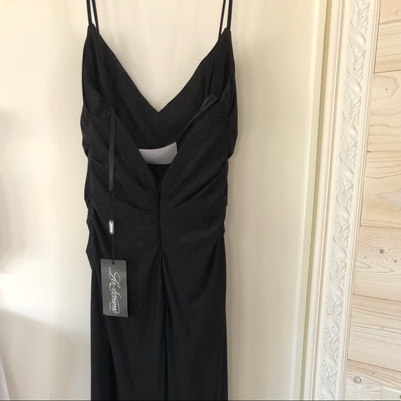 La Femme - 28206 Long Crisscross Strapped High Slit Sheath Gown - Picture 6 of 10